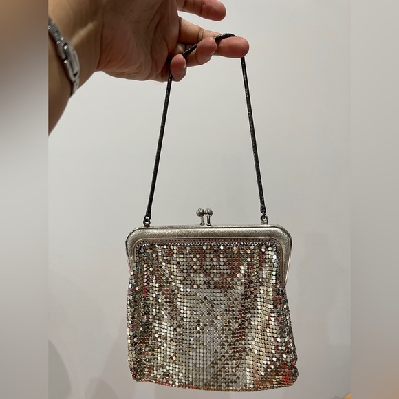 Vintage West Germany Glomesh Silver Chain Mail Purse Bag Metal Kitch Party Retro - Picture 2 of 5